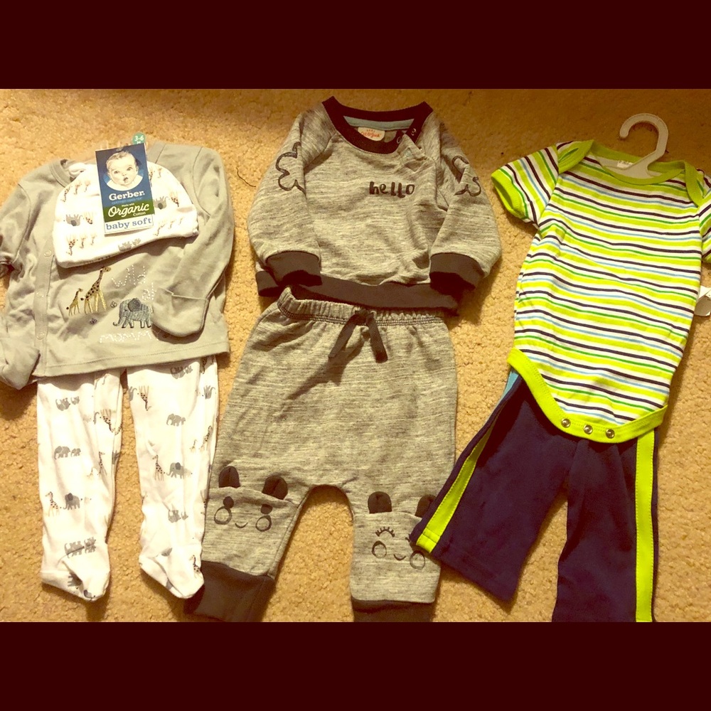 Three suits for baby plus a gift new pacifierclip